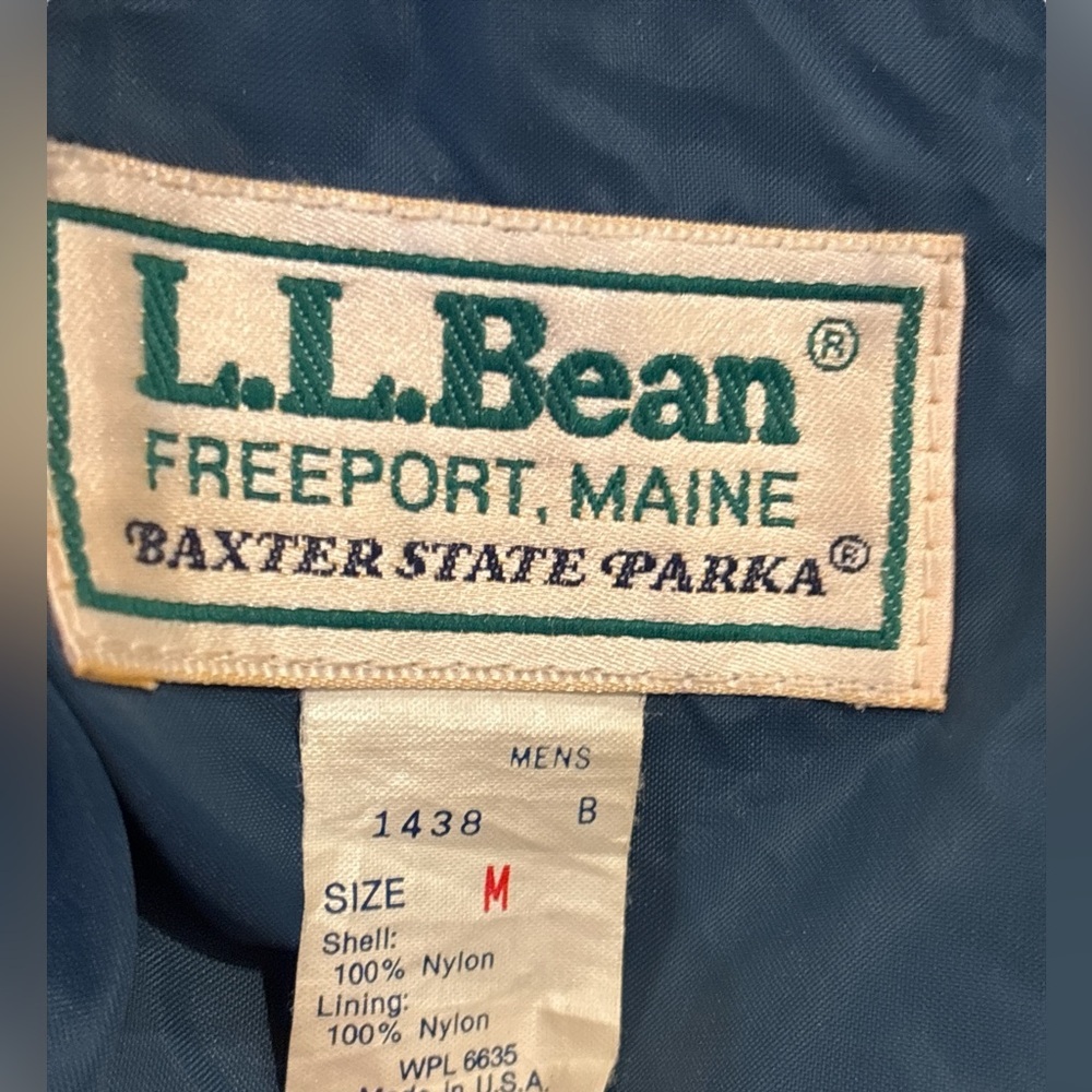 80s LL BEAN BAXTER STATE PARKA HOODED UTILITY JACKET RAIN PROOF LIGHTWEIGHT SZ M - Picture 10 of 10